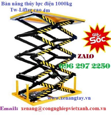 Bàn nâng thủy lực 1000kg cao 4m hiệu TW-LIFTER