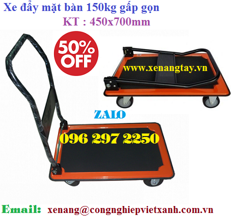 Xe đẩy mặt bàn 150kg gấp gọn