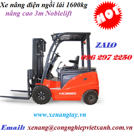 Xe nâng điện ngồi lái 1600kg nâng cao 3m Noblelift