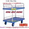 Xe đẩy 2 tầng 250kg mặt bàn nhựa có lưới bảo vệ