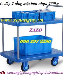 Xe đẩy 2 tầng mặt bàn nhựa 250kg