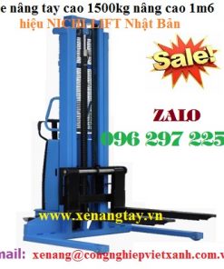 Xe nâng tay cao 1500kg nâng cao 1m6 chân rộng 1400mm hiệu NICHI-LIFT Nhật Bản