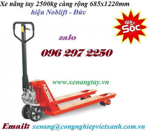 Xe nâng tay 2500kg hiệu Noblift - Đức càng rộng 685x1220mm