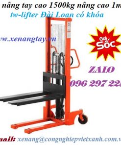 Xe nâng tay cao 1500kg nâng cao 1m6 hiệu tw-lifter Đài Loan có khóa