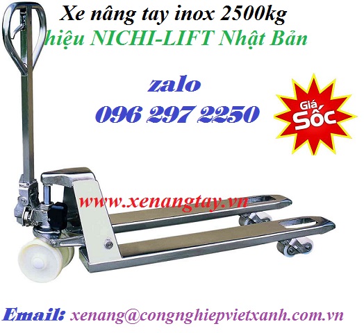 Xe nâng tay inox 2500kg hiệu NICHI-LIFT Nhật Bản