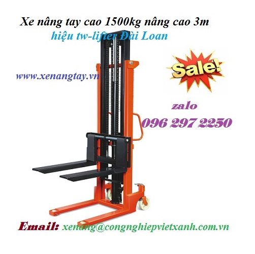 Xe nâng tay cao 1500kg nâng cao 3m hiệu tw-lifter Đài Loan