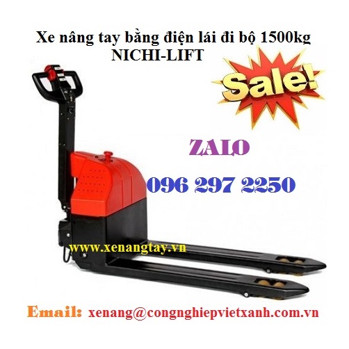 Xe nâng tay bằng điện lái đi bộ 1500kg NICHI-LIFT