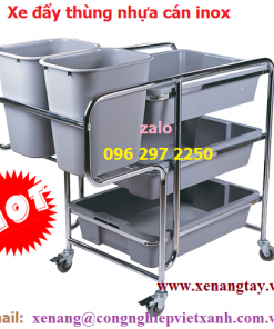 Xe thu dọn thức ăn cán inox