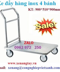 Xe đẩy hàng inox 4 bánh