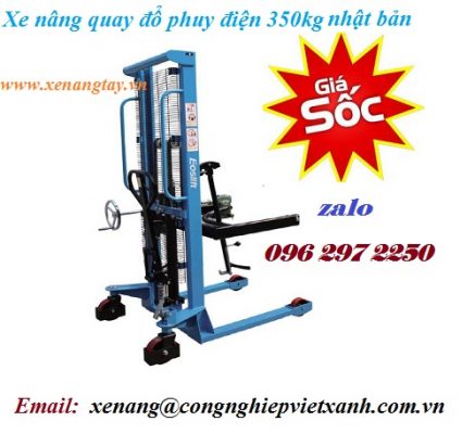 Xe nâng tay quay đổ phuy 350kg cao 1m4 hiệu NICHI-LIFT Nhật Bản