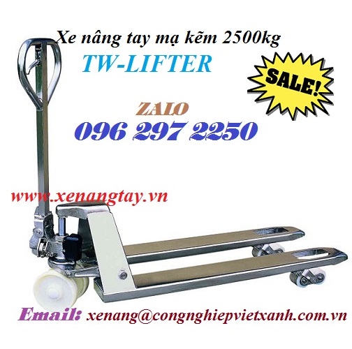 xe nâng tay mạ kẽm 2500kg