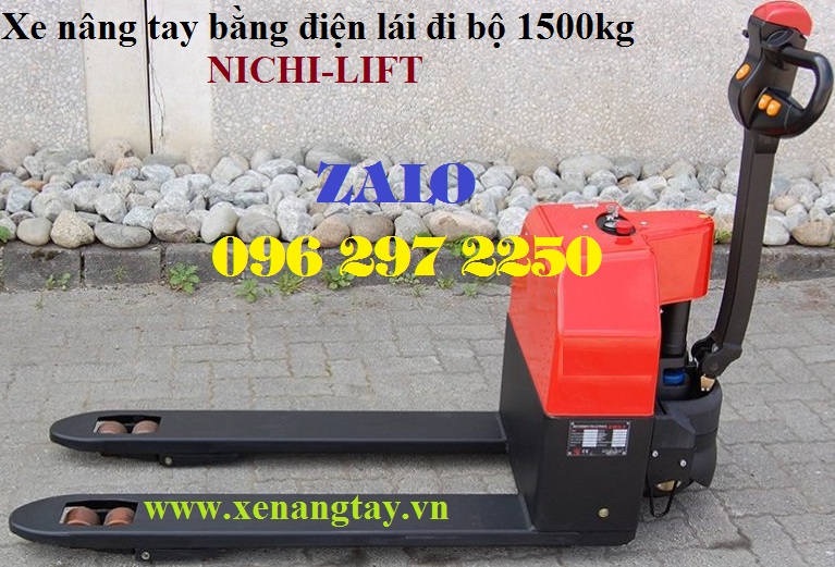 Xe nâng tay bằng điện lái đi bộ 1500kg NICHI-LIFT