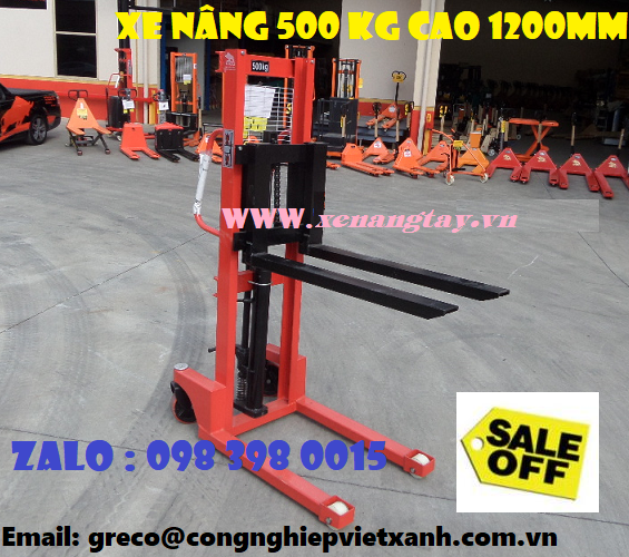 Xe nâng tay cao 500kg cao 1m2 lên xe tải