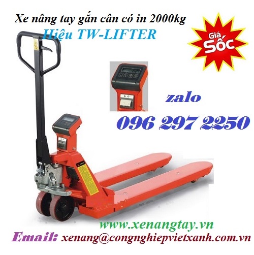 Xe nâng tay gắn cân có in 2000kg TW-LIFTER