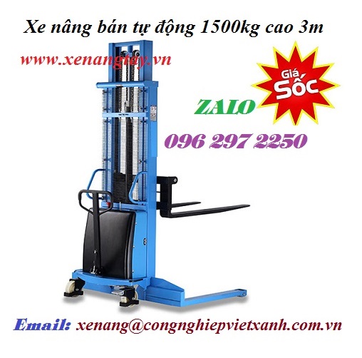 Xe nâng bán tự động 1500kg cao 3m hiệu NICHI-LIFT Nhật Bản