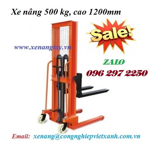 Xe nâng tay cao 500kg cao 1m2 lên xe tải