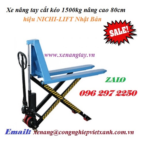 Xe nâng tay cắt kéo 1500kg nâng cao 80cm hiệu NICHI-LIFT Nhật Bản