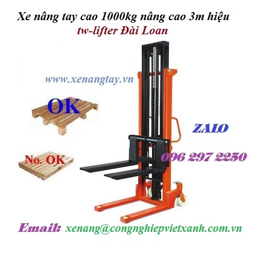 Xe nâng tay cao 1000kg nâng cao 3m hiệu tw-lifter Đài Loan