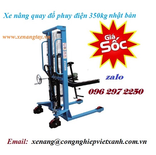 Xe nâng tay quay đổ phuy 350kg cao 1m4 hiệu NICHI-LIFT Nhật Bản