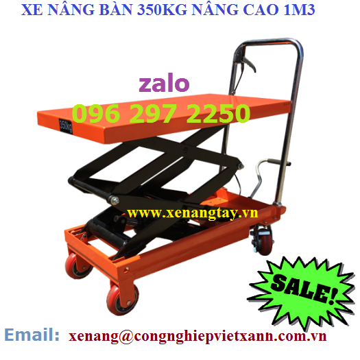 Xe nâng bàn 350kg cao 1m3