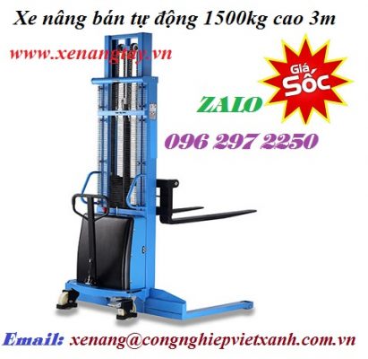 Xe nâng bán tự động 1500kg cao 3m hiệu NICHI-LIFT Nhật Bản