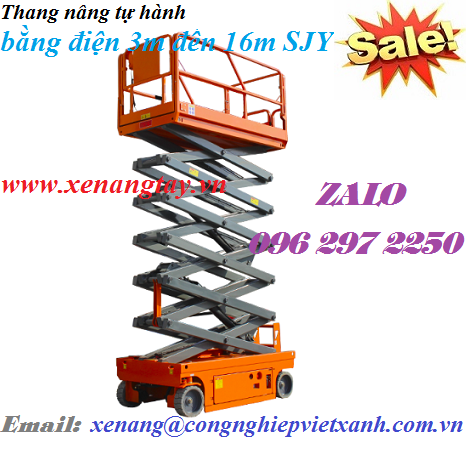 Thang nâng tự hành kéo tay bằng điện 3m đến 16m SJY