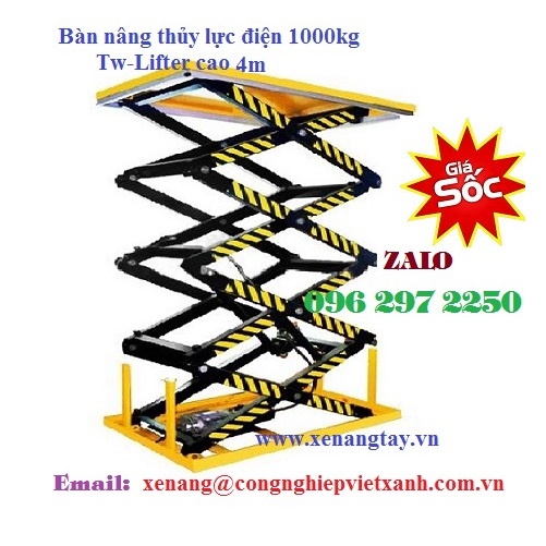 Bàn nâng thủy lực 1000kg cao 4m hiệu TW-LIFTER