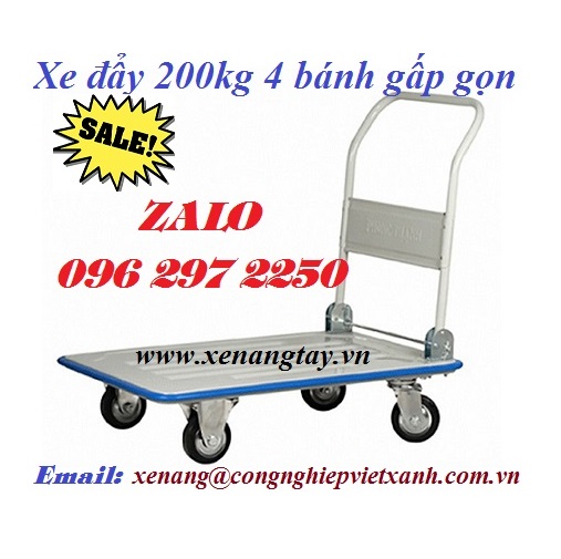 Xe đẩy 200kg 4 bánh gấp gọn