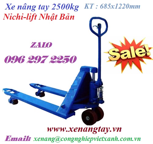 Xe nâng tay 2500kg Nichi-lift Nhật Bản ( 685x1220mm)