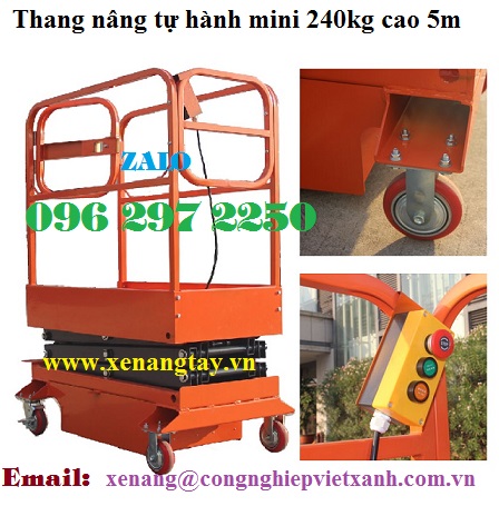 Thang nâng tự hành mini 240kg cao 5m