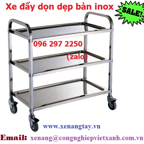 Xe đẩy dọn dẹp bàn inox