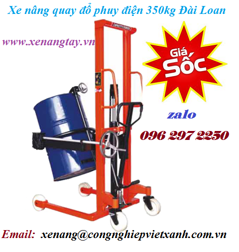 Xe nâng tay quay đổ phuy 350kg cao 1m4 hiệu TW-LIFTER Đài Loan