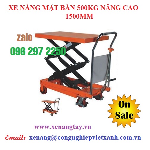 Xe nâng mặt bàn 500kg cao 1500mm