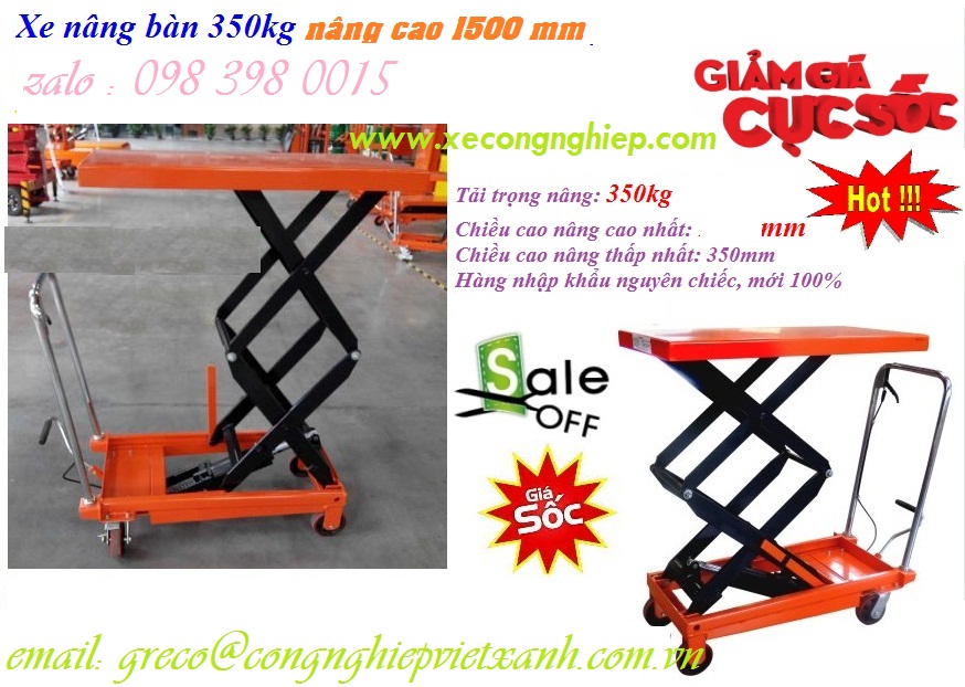 Bàn nâng tay thủy lực 350kg